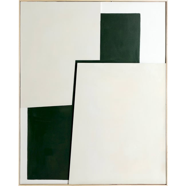 Tableau abstrait sur toile collection VACIO Couleur vert et bois clair <span itemprop=
