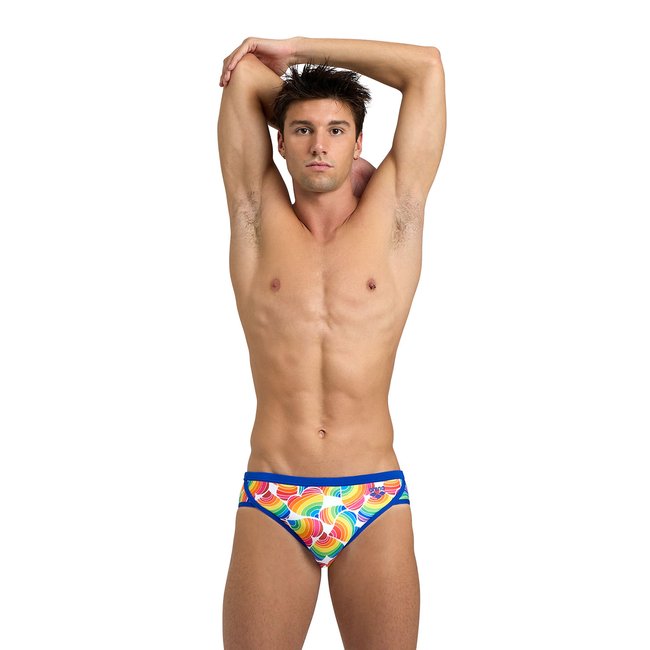 Slip de bain Performance Pride neon blue-white multi <span itemprop=