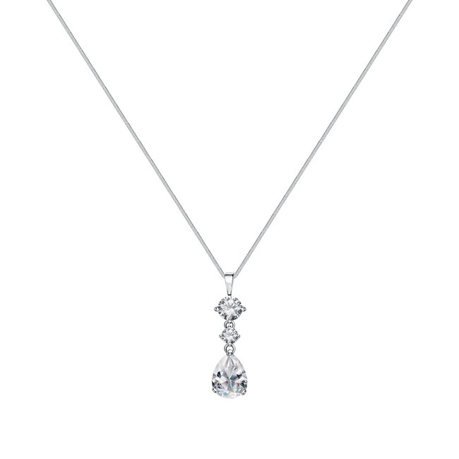Chaîne et pendentif en argent 925 et oxyde de zirconium argent <span itemprop=