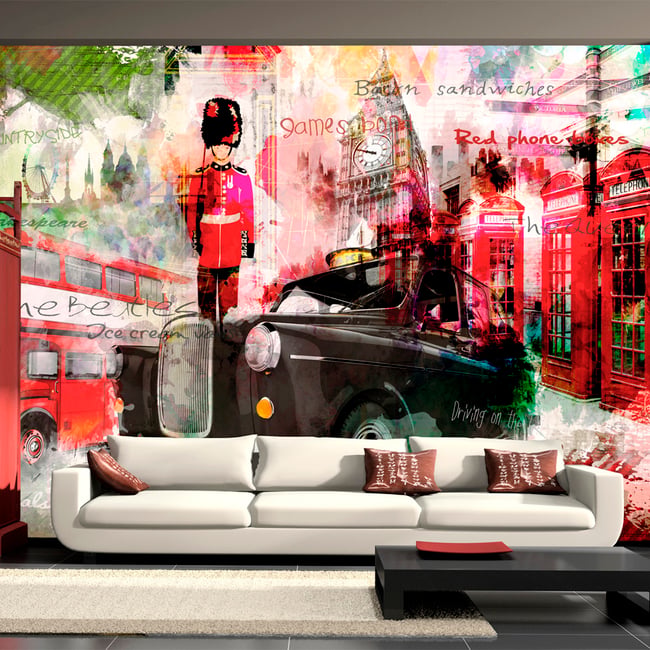 Papier peint intissé panoramique Ville et Architecture Streets of London Couleur noir <span itemprop=