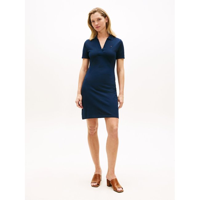 Robe polo courte à manches courtes marine <span itemprop=