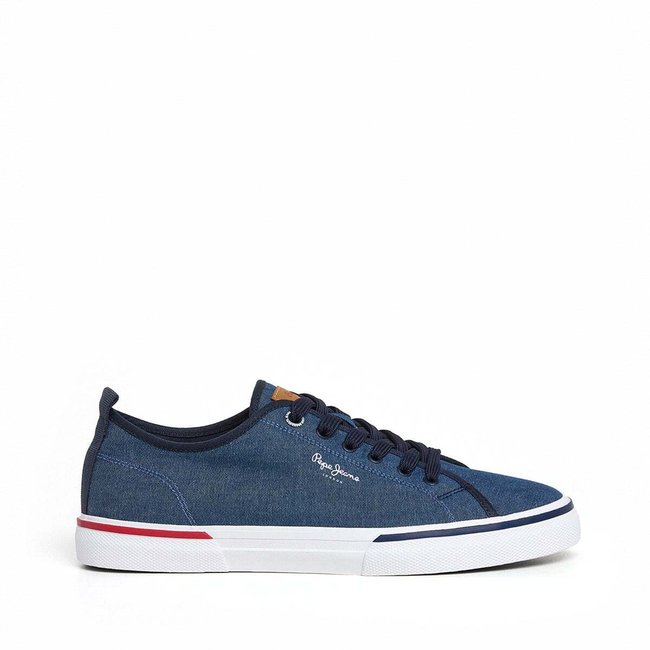 Baskets en toile chambray Kenton bleu chambray <span itemprop=