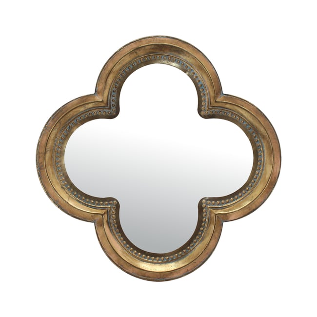 Miroir trèfle métal 66cm Couleur or <span itemprop=