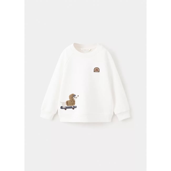 Sweat oversize inscription relief blanc cassé <span itemprop=