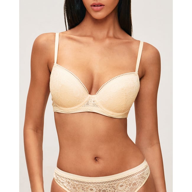 Soutien-gorge ampliforme en dentelle florale NEW REVOLTIZ jaune <span itemprop=