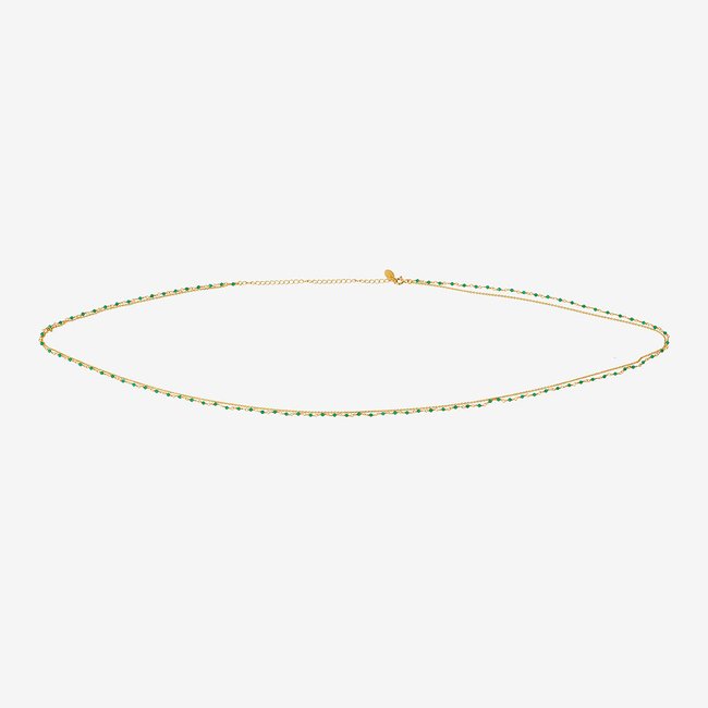 Chaine de ventre dorée - ROXANE vert <span itemprop=
