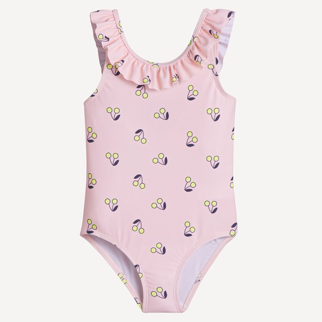 Bañador de 1 pieza estampado de cerezas rosa <span itemprop=