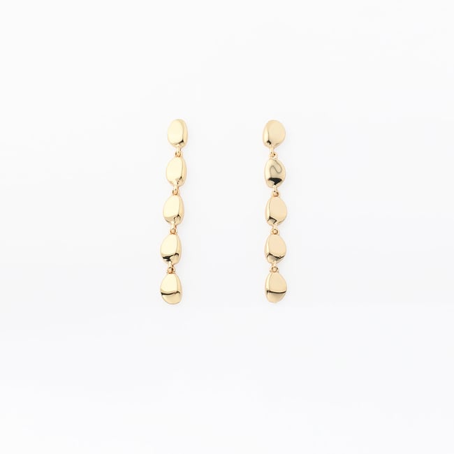 Boucles d'oreilles longues galets - Collection Recyclée doré <span itemprop=