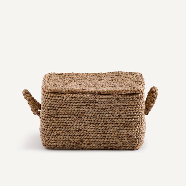 Panier rectangulaire tressé en jacinthe d'eau, LIAN Couleur naturel <span itemprop=