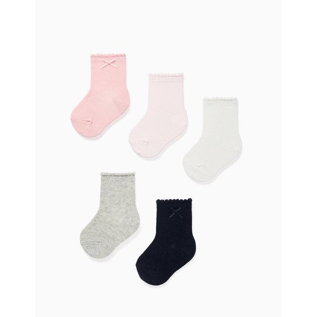 Lot de 5 paires de chaussettes avec tiges ondulées multicolore <span itemprop=