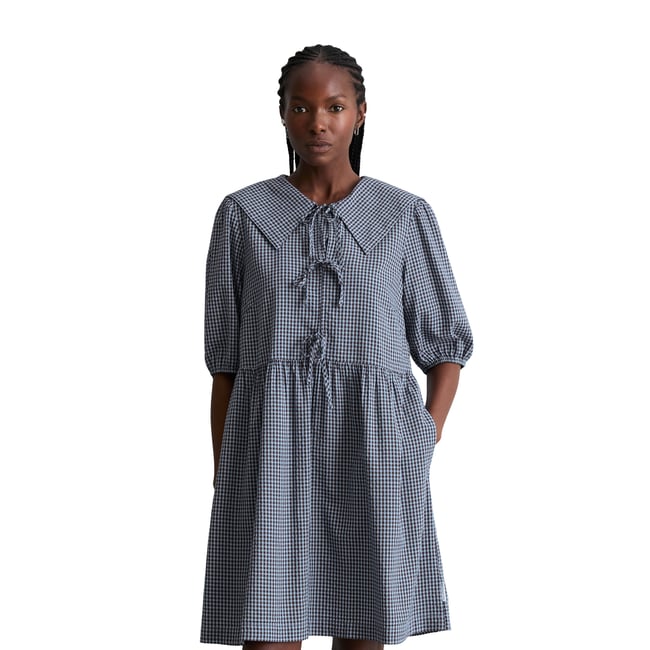 Robe en seersucker relaxed en coton mélangé bleu clair <span itemprop=
