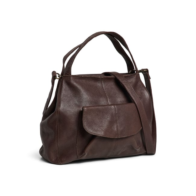 Grand sac à main en cuir, cross body, Automn marron foncé <span itemprop=
