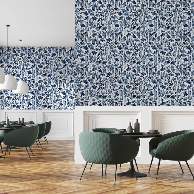 Papier peint panoramique, fleur bleue Couleur bleu <span itemprop=