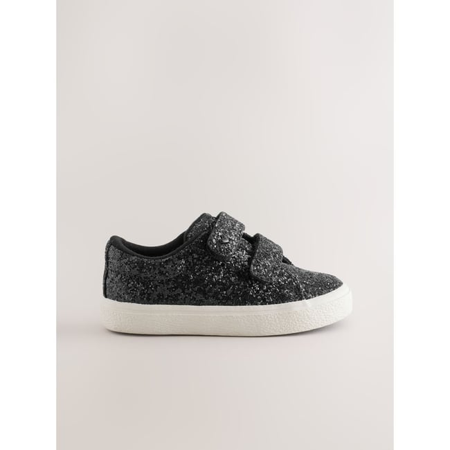 Baskets plateforme à scratch noir pailleté <span itemprop=