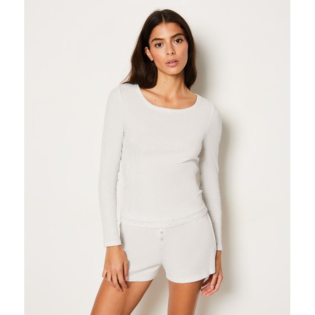 T-shirt manches longues en coton côtelé COLYN - ETAM