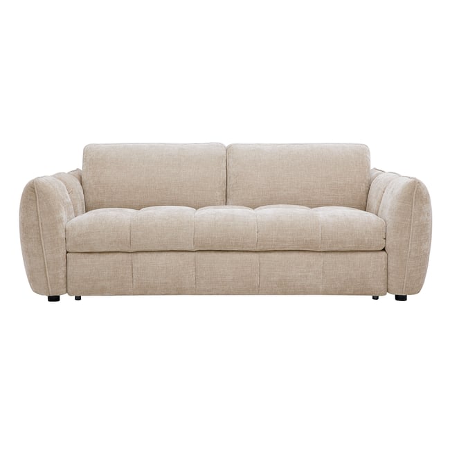 Canapé convertible design 3 places en tissu effet velours texturé taupe WONDER - MILIBOO