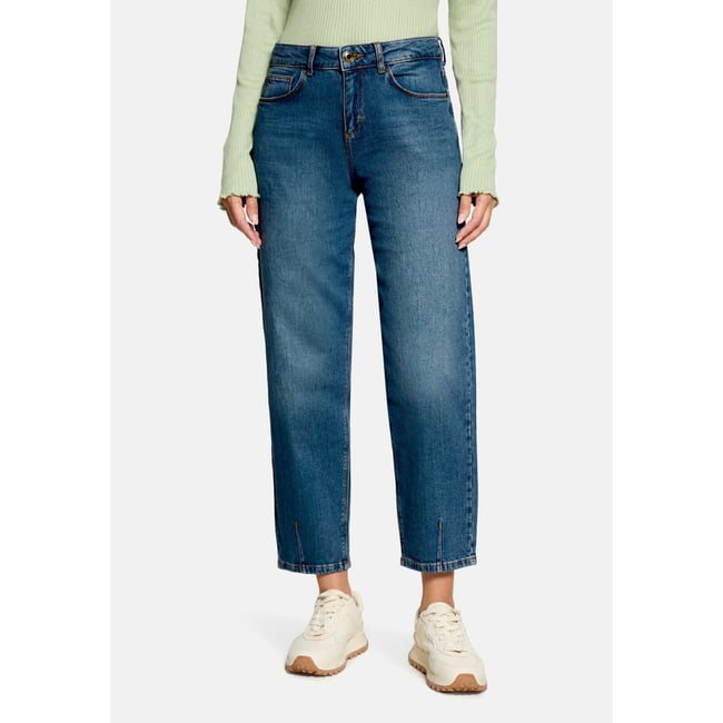 Jean d'aspect usé à effet délavé dark blue denim <span itemprop=
