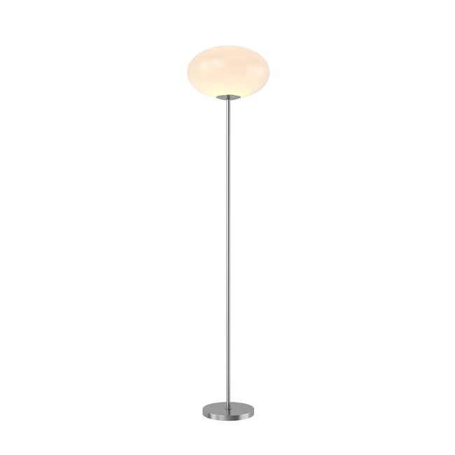 Lampadaire en métal, Sonika Couleur nickel satiné, blanc opalin <span itemprop=