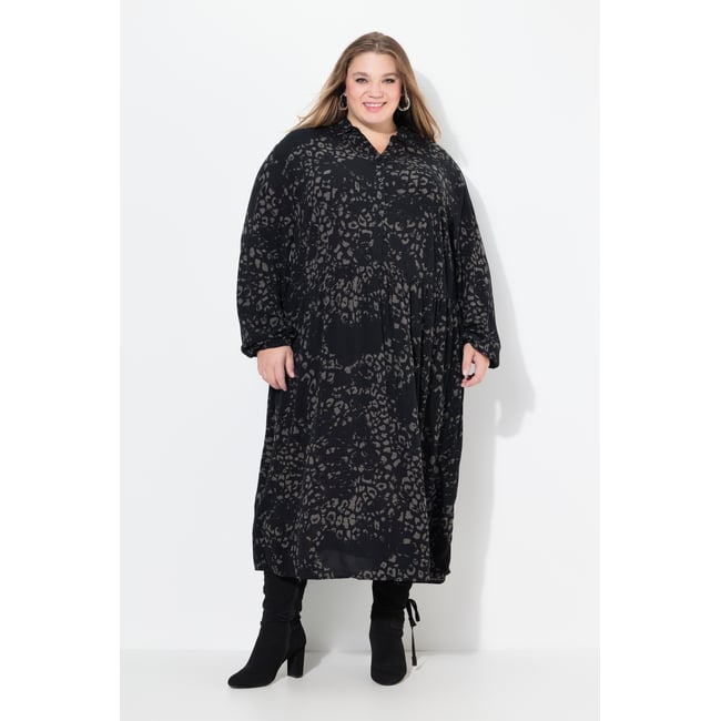 Robe chemisier, patte de boutonnage noir <span itemprop=