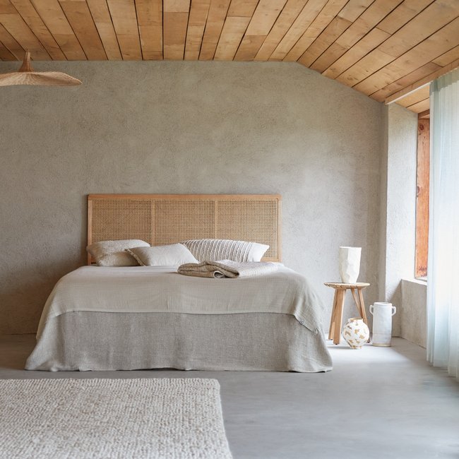 Tête de lit en rotin cannée 180 cm ADÈLE Couleur naturel <span itemprop=