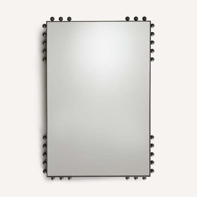 Miroir billes finition nickel laqué, H96 cm, Arama Couleur anthracite <span itemprop=