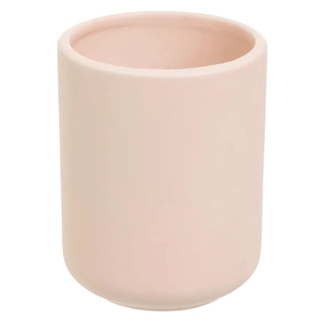 Porte brosse à dents en dolomite rose pastel 7x7x10cm Couleur rose <span itemprop=