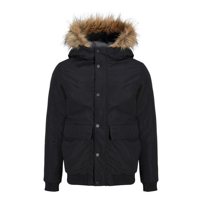 Parka con capucha negro <span itemprop=