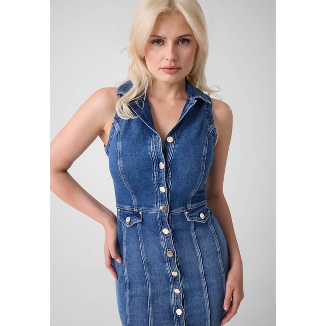 Denim Midi Dress bleu <span itemprop=