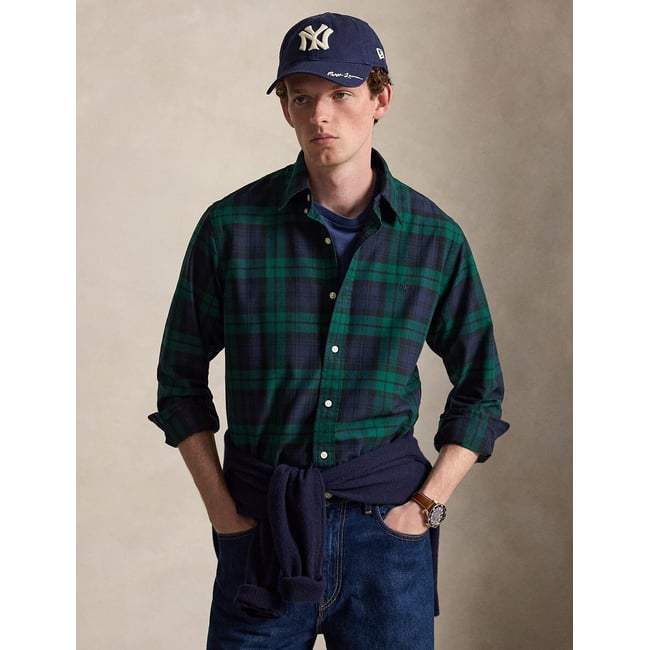 Chemise Oxford écossais, Custom Fit marine/vert <span itemprop=