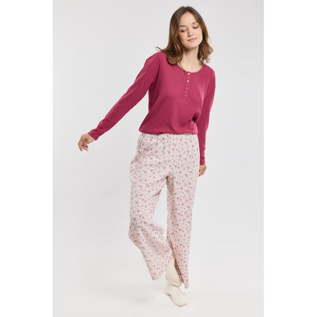 Pyjama fleuri en coton pivoine/nature/sari <span itemprop=