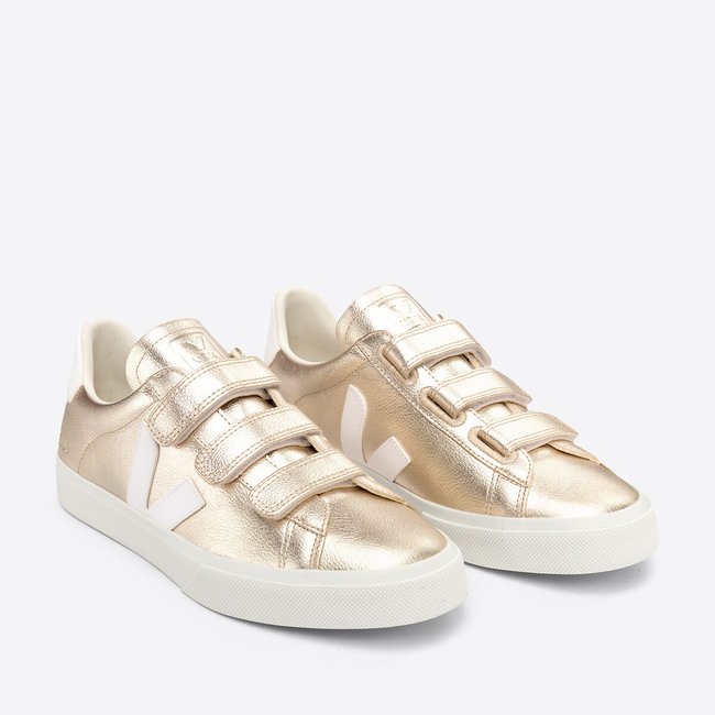 Кеды из кожи с металлическим отливом RECIFE CHROMEFREE золотистый VEJA