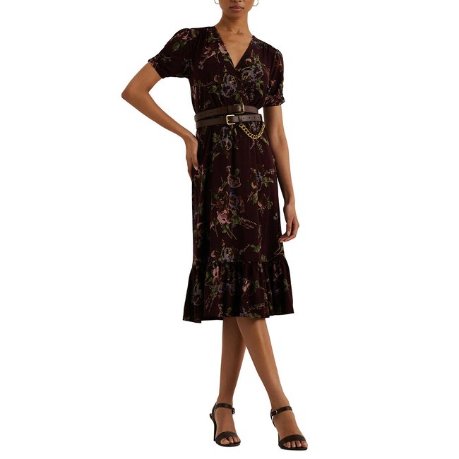 Платье миди с короткими рукавами LALAINE бордовый LAUREN RALPH LAUREN