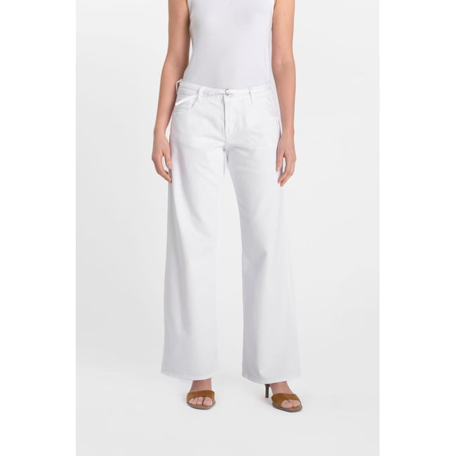 Jeans loose, large wide leg , longueur 34 white <span itemprop=