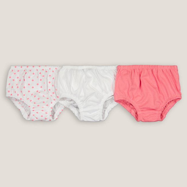 Lot de 3 culottes, volants au dos blanc + orange + imprimé pois LA REDOUTE COLLECTIONS