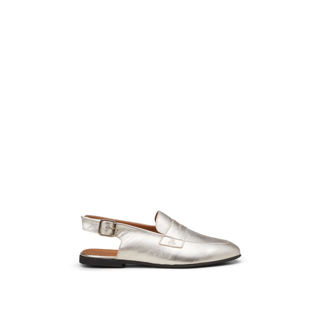 Mocassin slingback en cuir de vache raffiné grau <span itemprop=