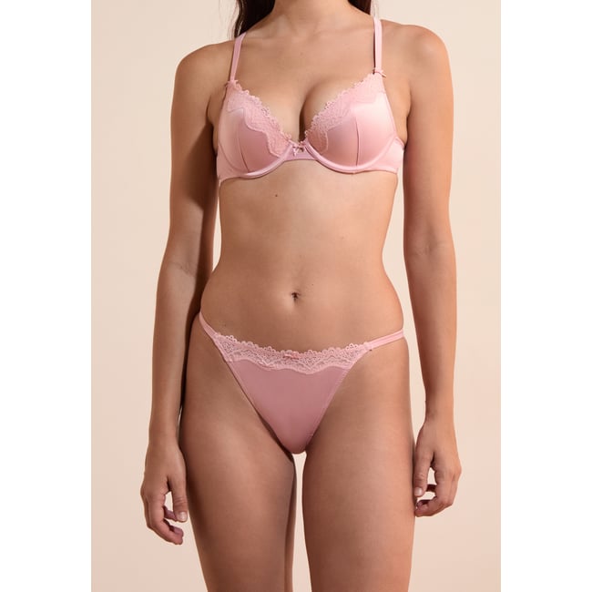 Culotte satinée avec détails dentelle CHUCHOTEE rose poudre <span itemprop=