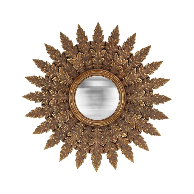Miroir convexe plumes 40cm Couleur or <span itemprop=