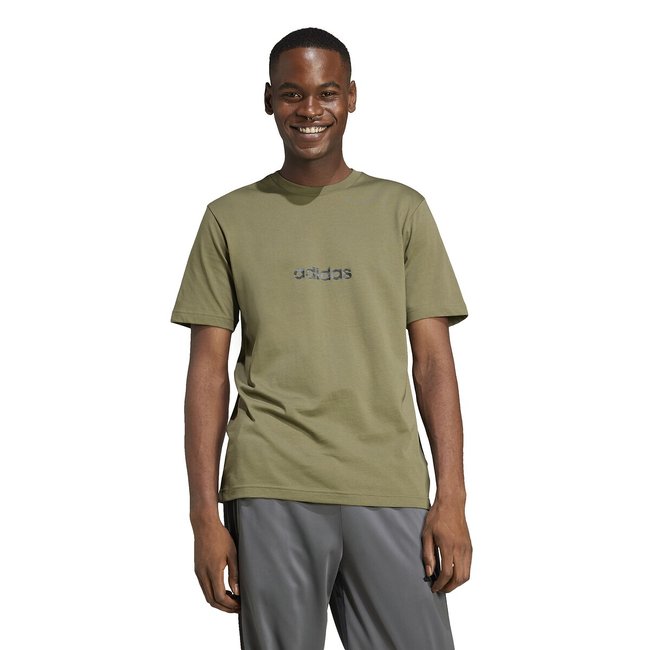 T-shirt de mangas curtas com logótipo Linear Camo verde-azeitona <span itemprop=