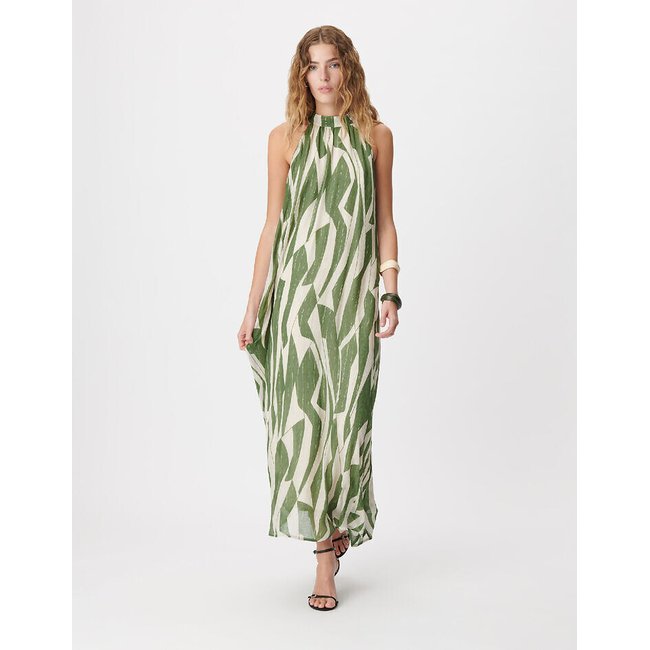 Sleeveless Flared Maxi Dress, green print, IKKS