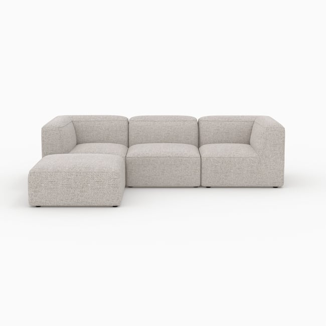 Canapé modulable en tissu avec pouf - HESTIA Couleur beige <span itemprop=