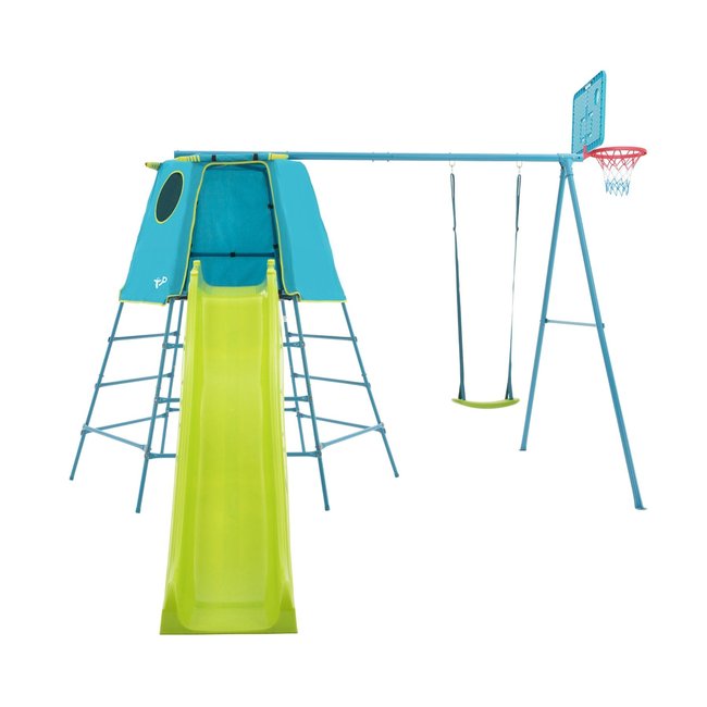 Aire de jeux évolutive panier de basket EXPLORER TOUR bleu - vert <span itemprop=