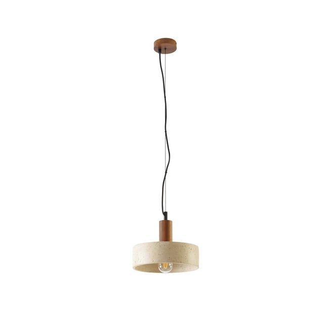 Suspension moderne, Carlotta Couleur beige, bois foncé <span itemprop=