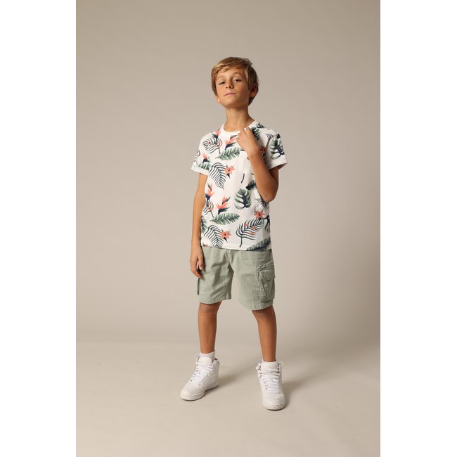 T-shirt garçon à col rond avec imprimé tropical sur le devant NUBIE - DEELUXE