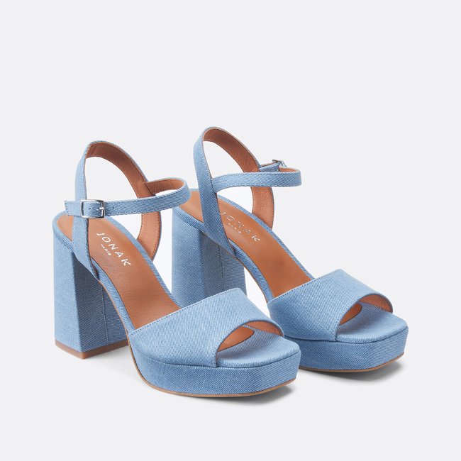 Sandalias con tacón Slingback Vlad denim <span itemprop=