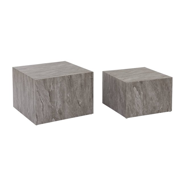 Set de 2 tables basses gigognes carrées effet marbre PAROS - SWEEEK