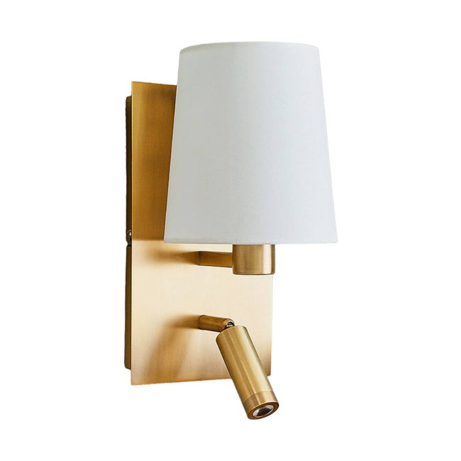 Applique en textile moderneLED, Aiden Couleur blanc, laiton vieilli <span itemprop=