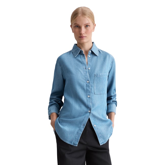 Blouse en jean regular en TENCEL™ Lyocell bleu moyen <span itemprop=