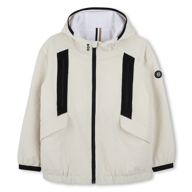 Coupe-vent zippé à capuche vanille <span itemprop=