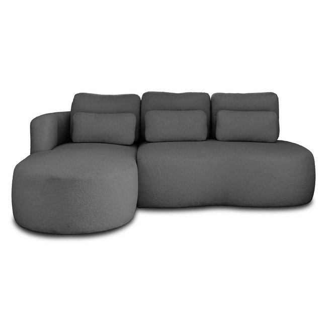Canapé d'Angle Convertible en Tissu bouclette 4 places - MAHINA - LISA DESIGN