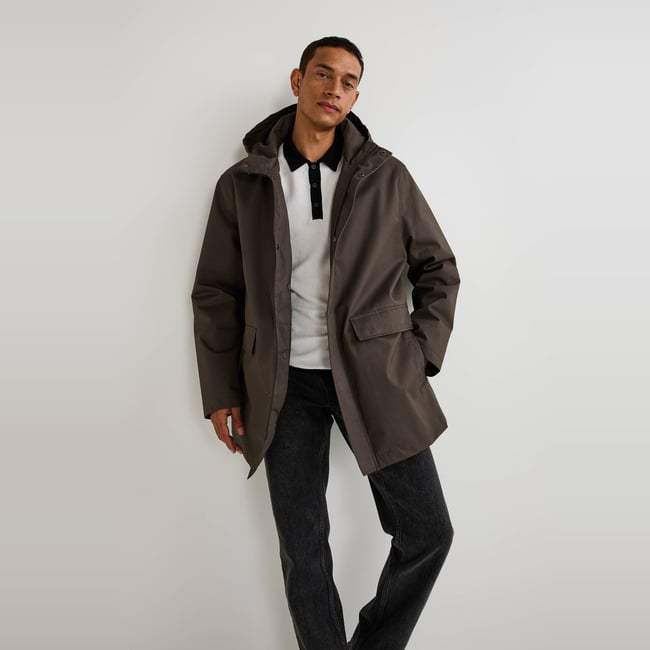 Parka à capuche en coton sanglier <span itemprop=